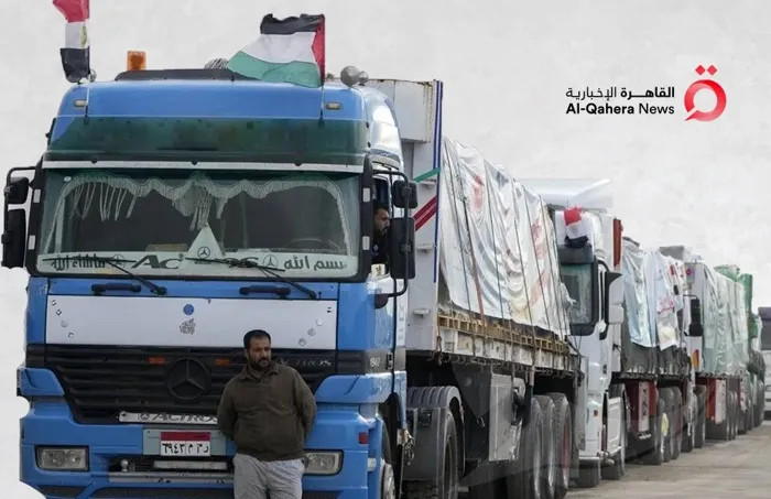 اليوم.. 155 شاحنة مساعدات إنسانية تدخل إلى قطاع غزة