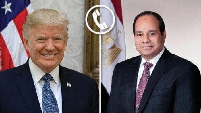 الرئيس السيسي يتلقى إتصالاً هاتفياً من الرئيس الأمريكي “دونالد ترامب” الرئيس السيسي يتلقى إتصالاً هاتفياً من الرئيس الأمريكي “دونالد ترامب”